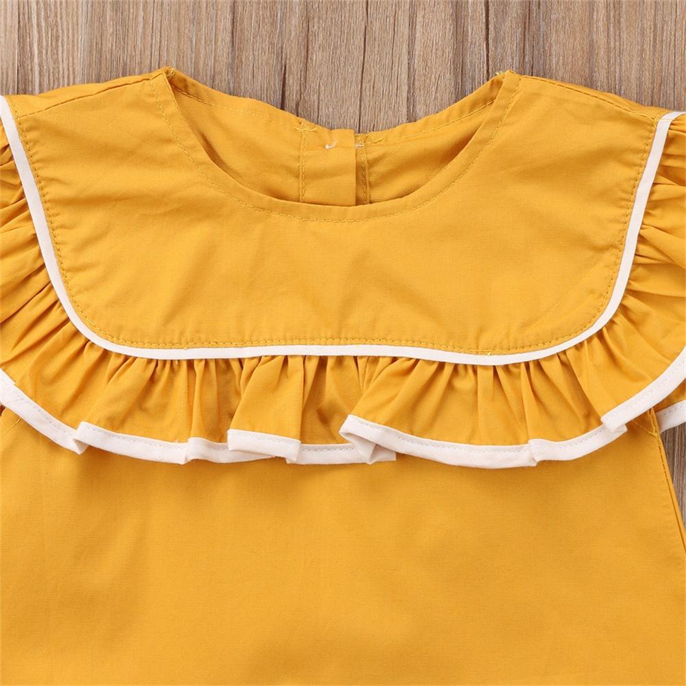 Girls Lotus Leaf Collar A-line Dress wholesale toddler clothing