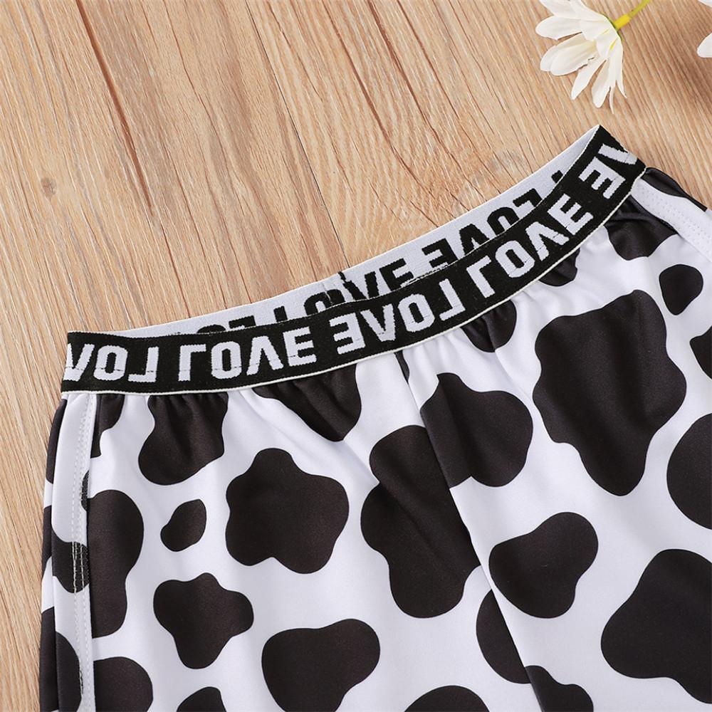 Girls Love Printed Sling Cow Pattern Printed Top & Shorts wholesale kids clothing suppliers