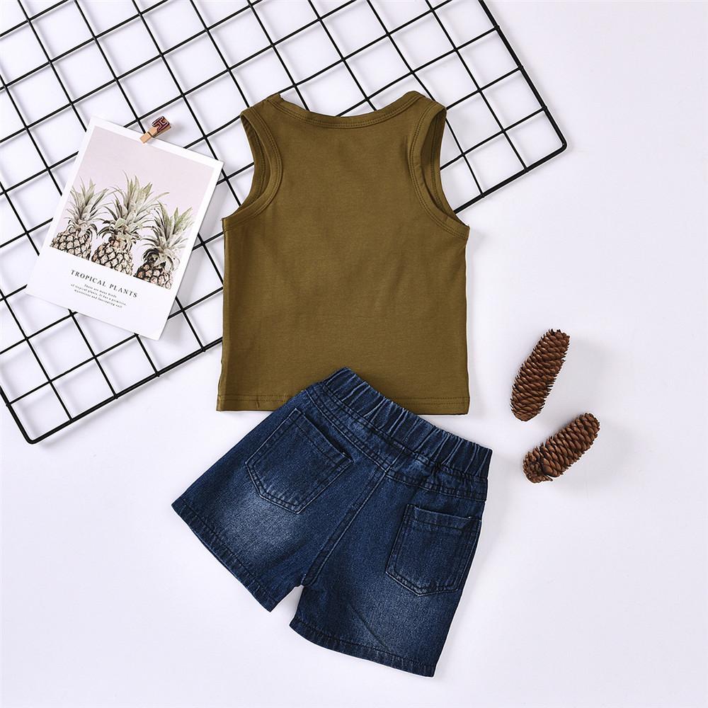 Mamas Boys Sleeveless Top & Denim Ripped Shorts Baby Boy Wholesale Boutique