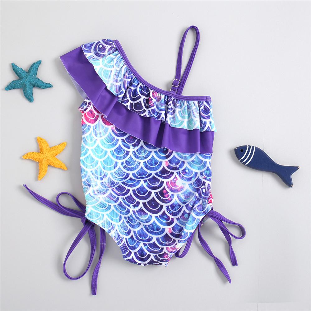 Girls Mermaid Sleeveless Swimwear Toddler One Piece Swimsuit
