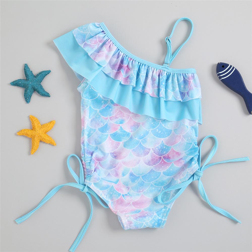 Girls Mermaid Sleeveless Swimwear Toddler One Piece Swimsuit
