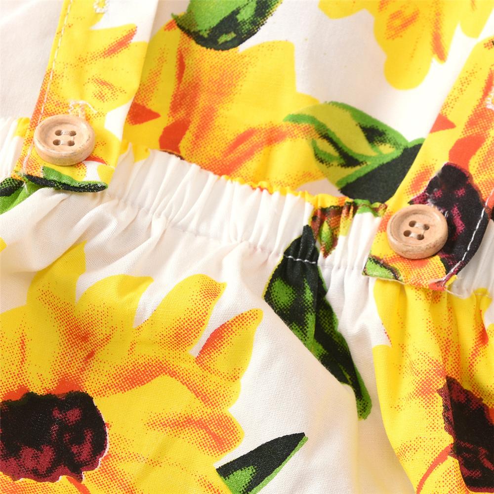 Baby Girls Mesh Sunflower Printed Romper & Headband cheap baby girl clothes boutique