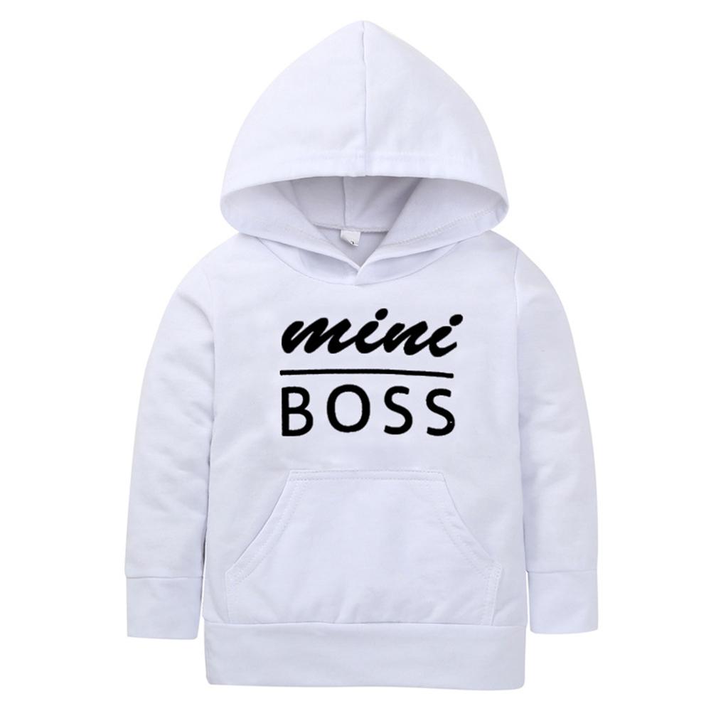 Boys Mini Boss Printed Long Sleeve Hooded Tops Wholesale