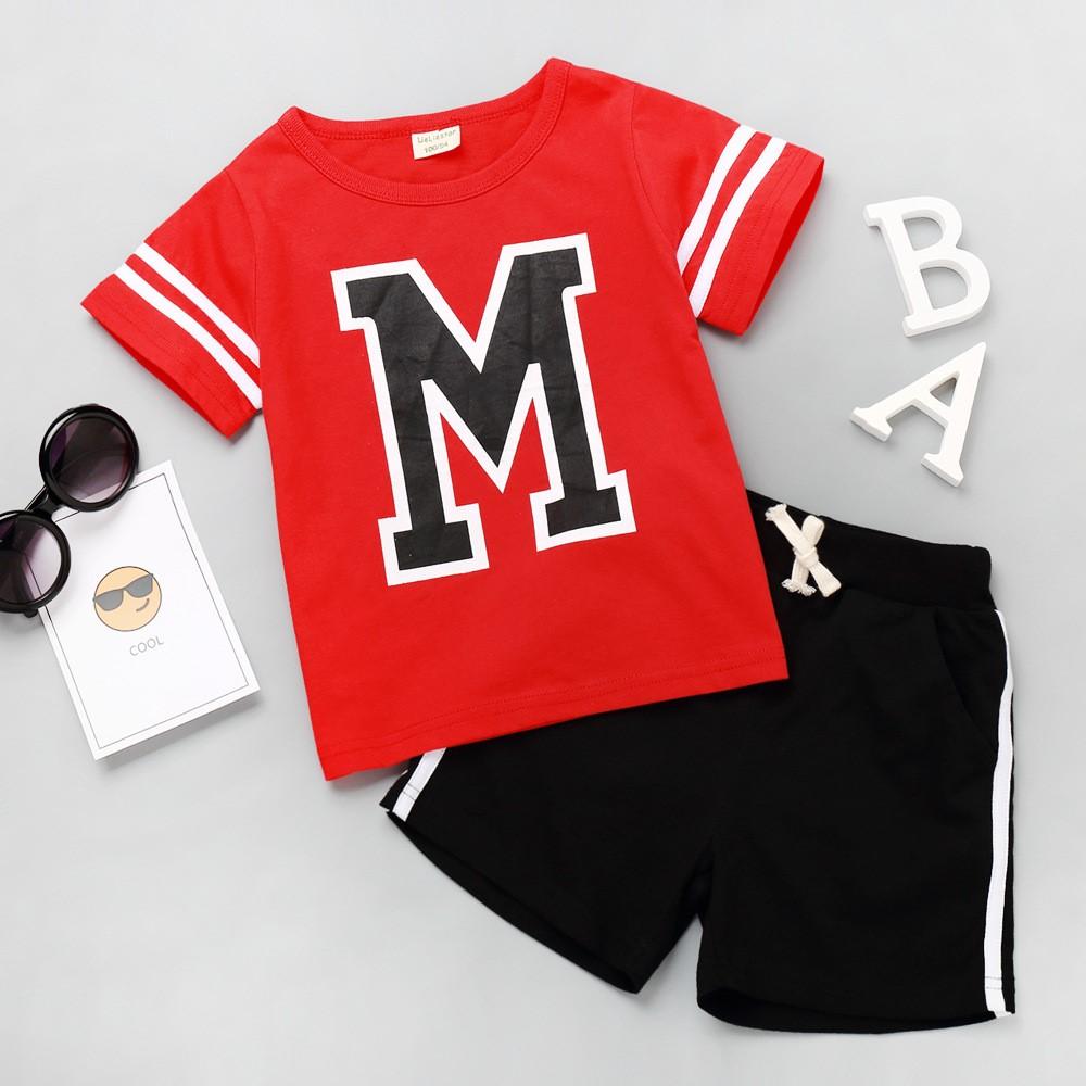Boys Summer Boys' Letter Printed Short Sleeve T-Shirt & Shorts Buy Childrens Clothes Wholesale