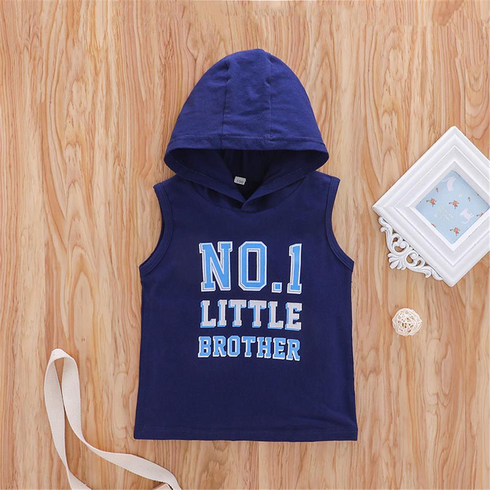 Boys No.1 Little Brother Printed Sleeveless Hooded Top & Shorts Wholesale Boys Clothing Suppliers