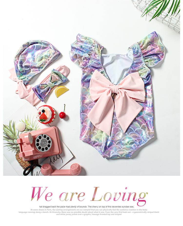 Hot Gold Cute Children's Swimsuit Female Spa One-piece Swimsuit Girls Baby Baby Princess Mermaid Swimsuit