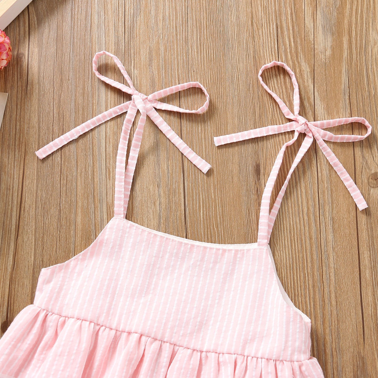 Toddler Kids Girls Solid Color Sleeveless Suspender Top Denim Horn Pants Set