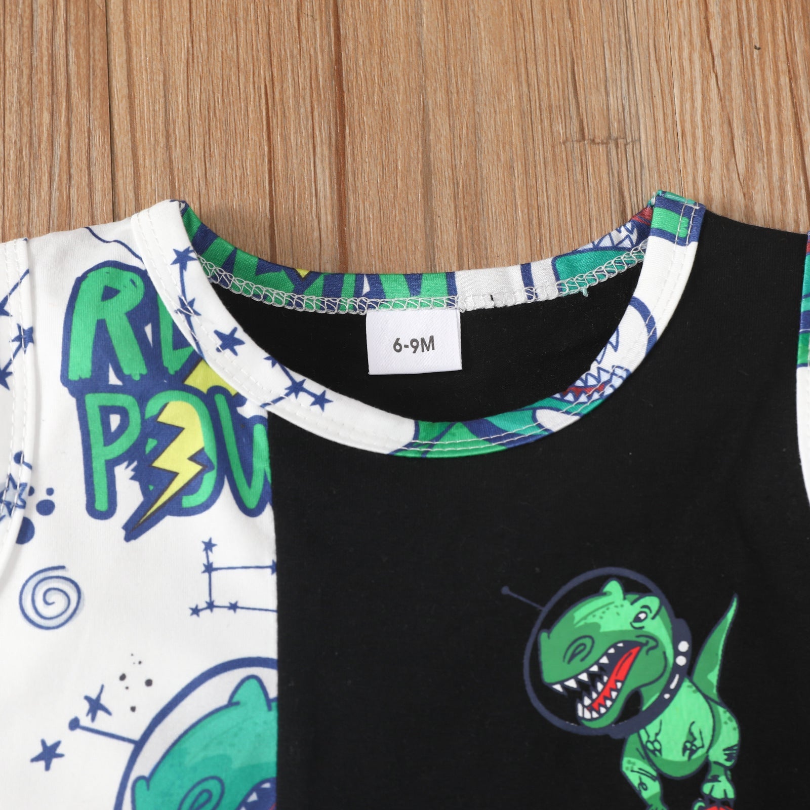 Toddler Boys Solid Color Cartoon Dinosaur Print Sleeveless Vest and Shorts Set