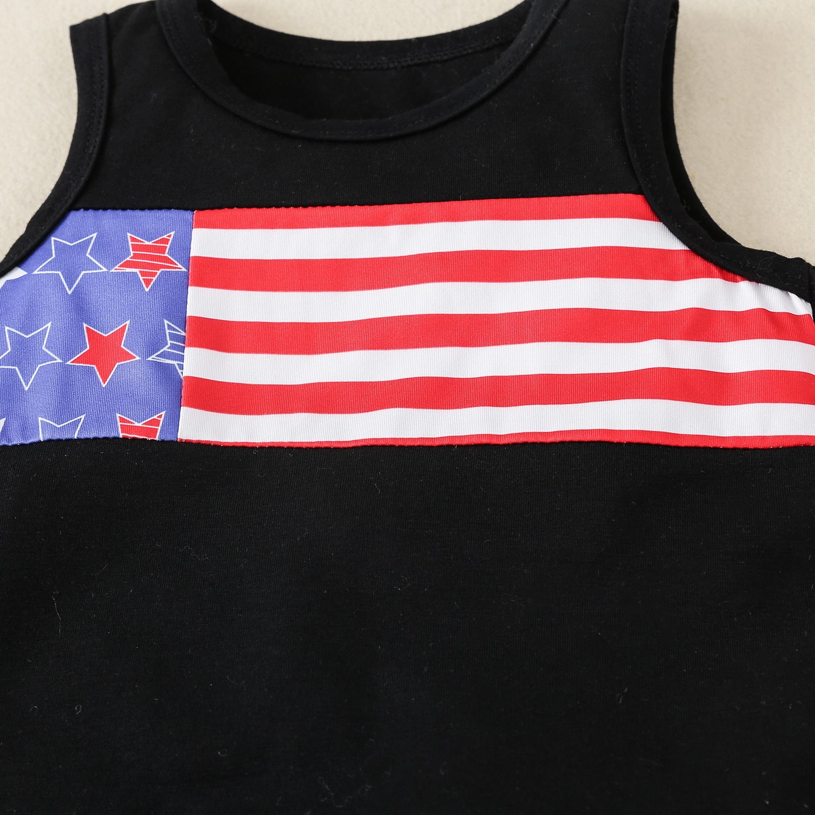 2022 Wholesale Children's Clothing Summer New Independence Day Flag Printed Undershirt Shorts Suit