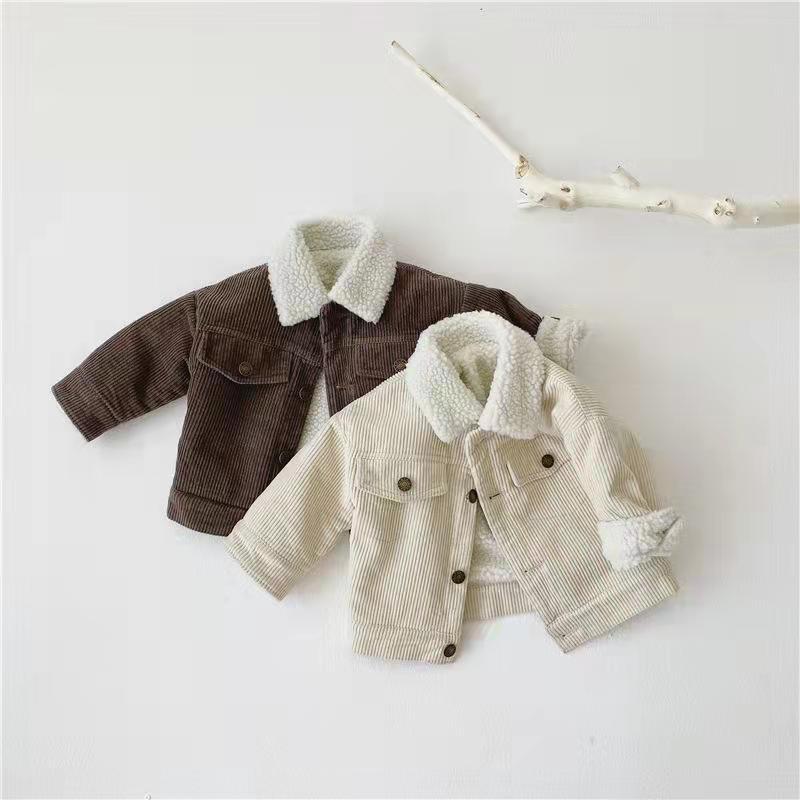 Children's Jacket Winter New Children's Down Thickened Lambswool Tops Corduroy Clothes