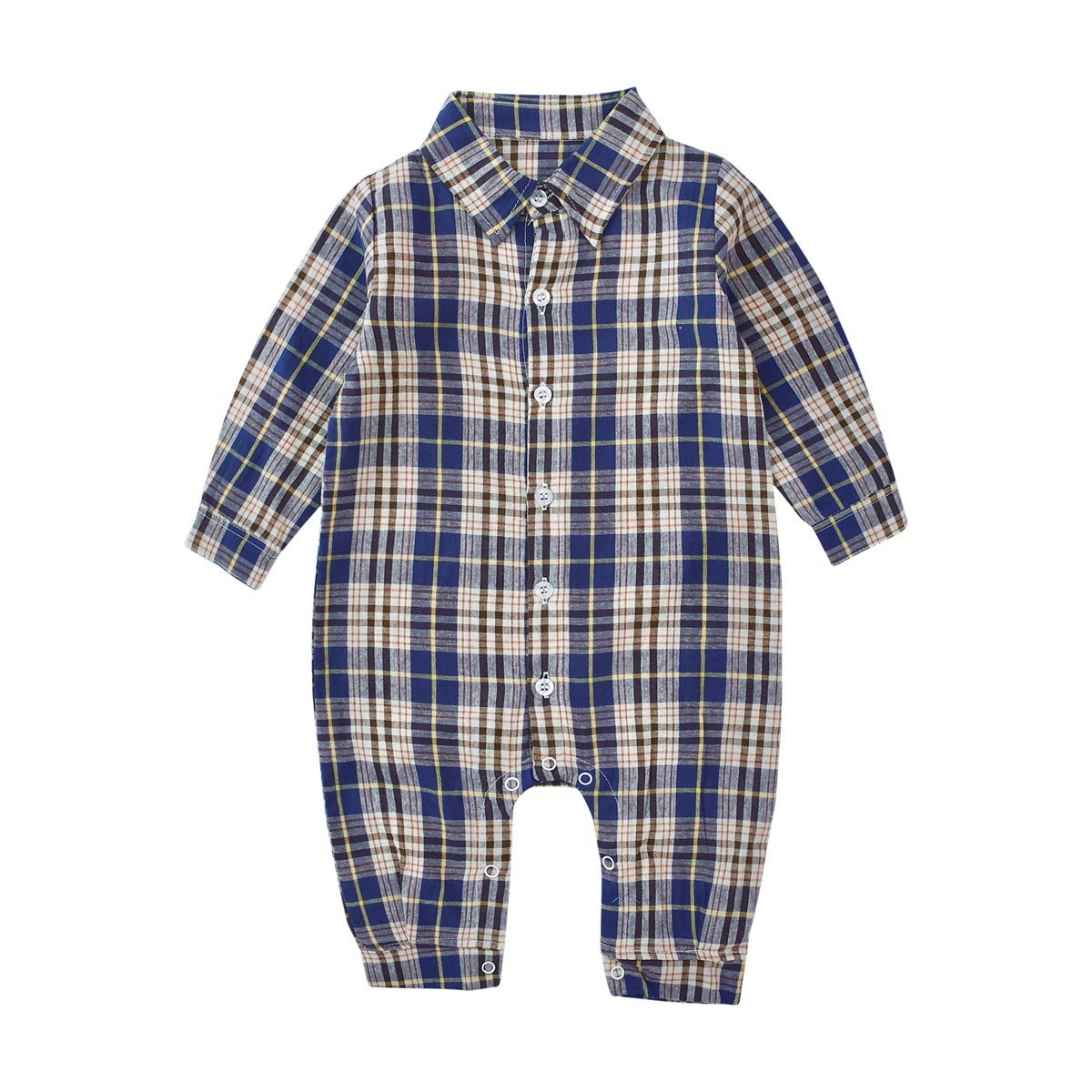 Boys Autumn Long Sleeve Plaid Jumpsuit Wholesale Baby Rompers