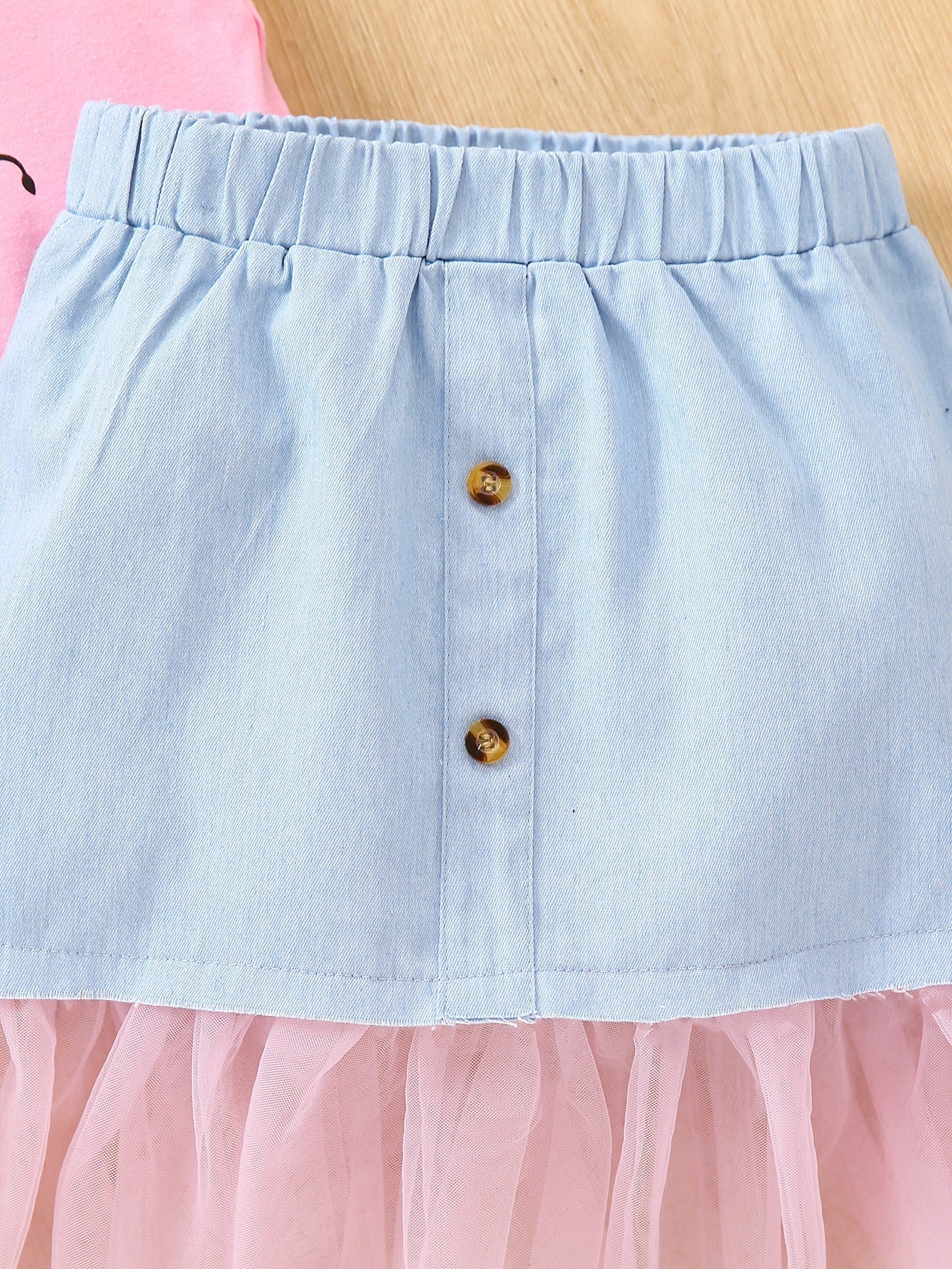 Summer Fashion Girls Strapless T-shirt Denim Short Skirt Set Children's Clothing