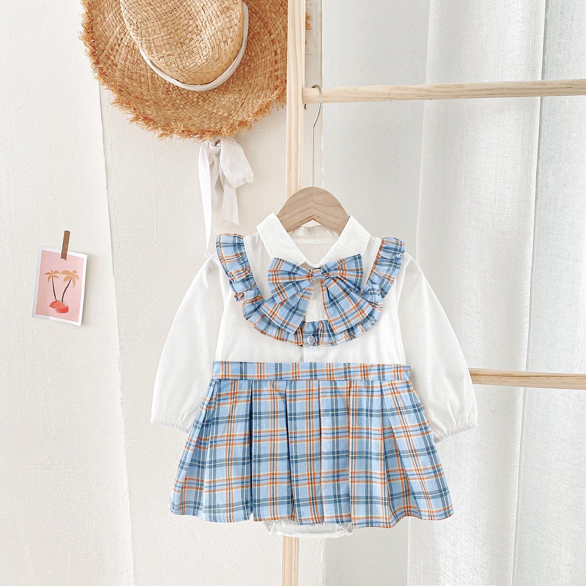 Girls Plaid Lolita Long-sleeve Jumpsuit Wholesale Baby Rompers