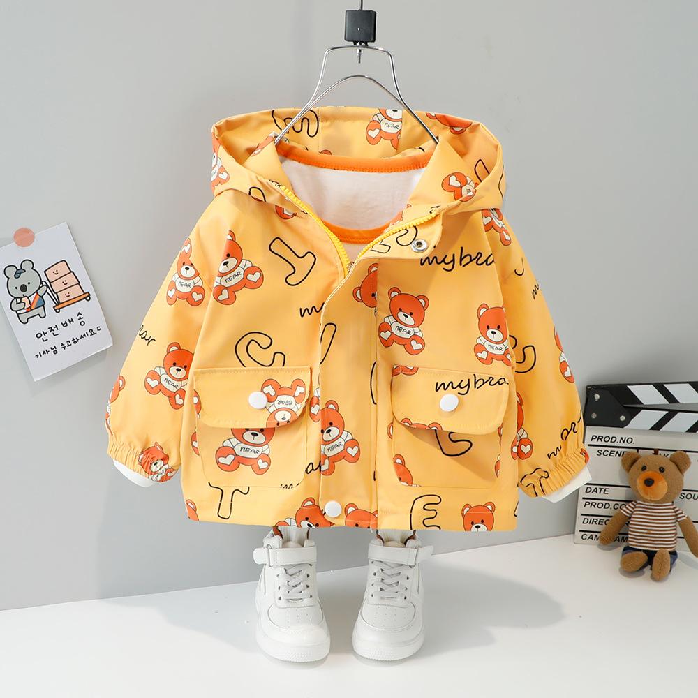 Baby Boys Autumn Long-sleeve Cartoon Bear Hooded Windbreaker Babywear Wholesale