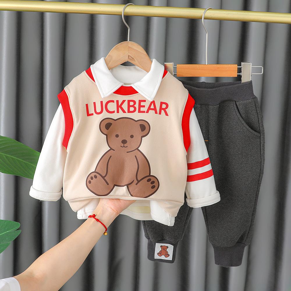 Baby Boys Autumn/winter Cartoon Bear Long-sleeve Set Baby Wholesales