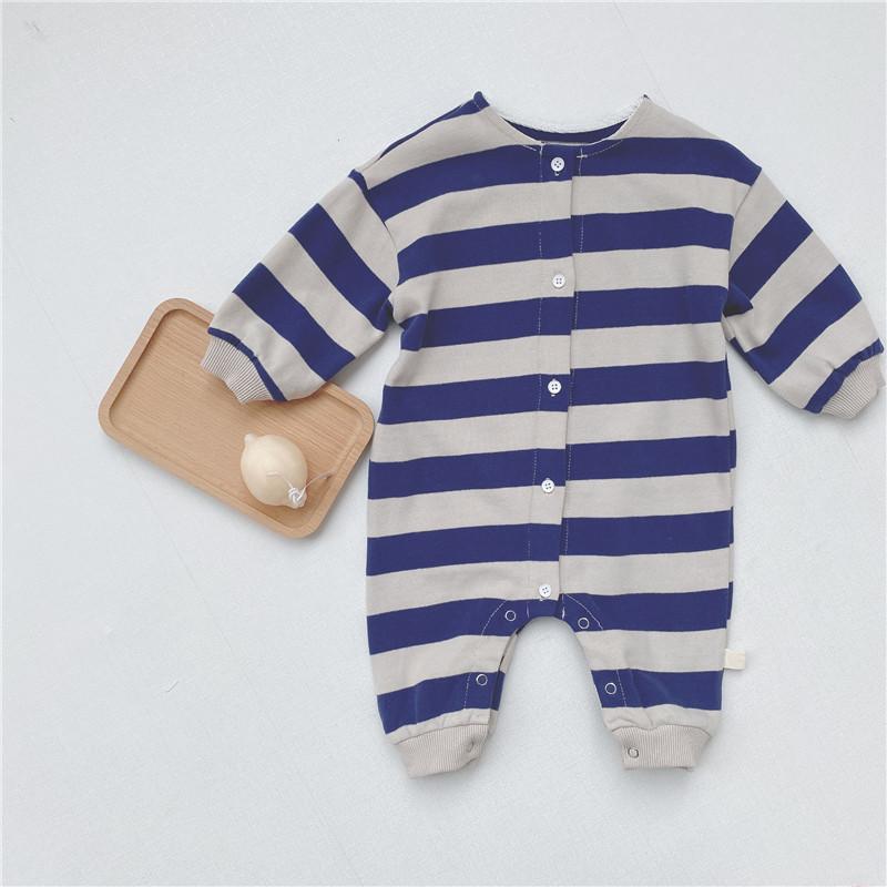 Baby Boys Autumn Striped Long-sleeved Jumpsuit Baby Clothing In Bulk