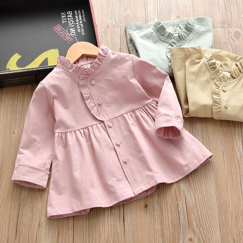 Girls Long-sleeve Solid Color Princess Dress Baby Girl Wholesale