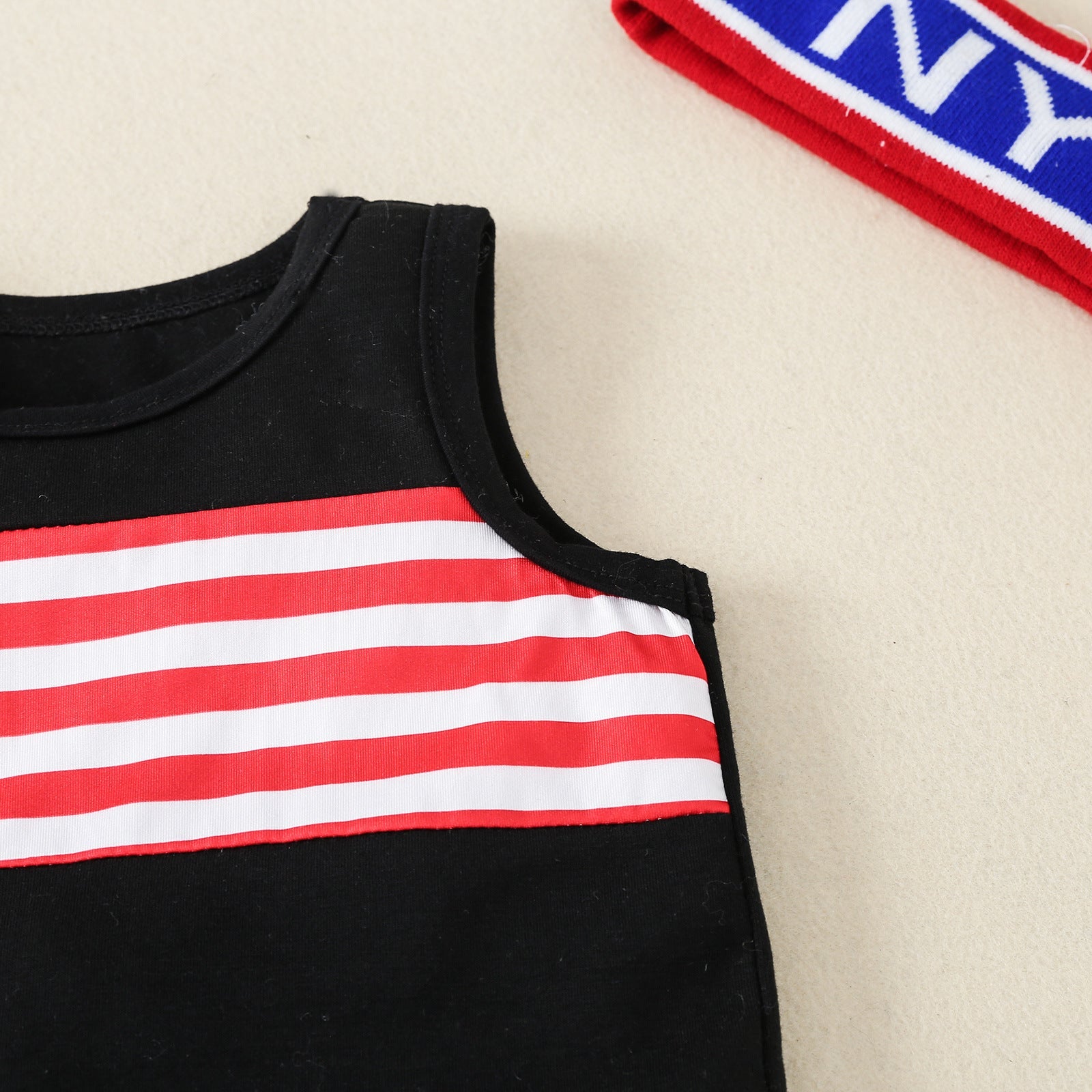 2022 Wholesale Children's Clothing Summer New Independence Day Flag Printed Undershirt Shorts Suit