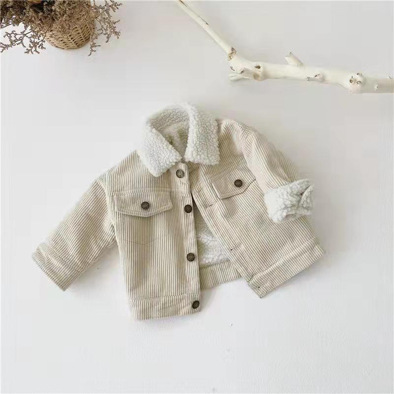 Children's Jacket Winter New Children's Down Thickened Lambswool Tops Corduroy Clothes