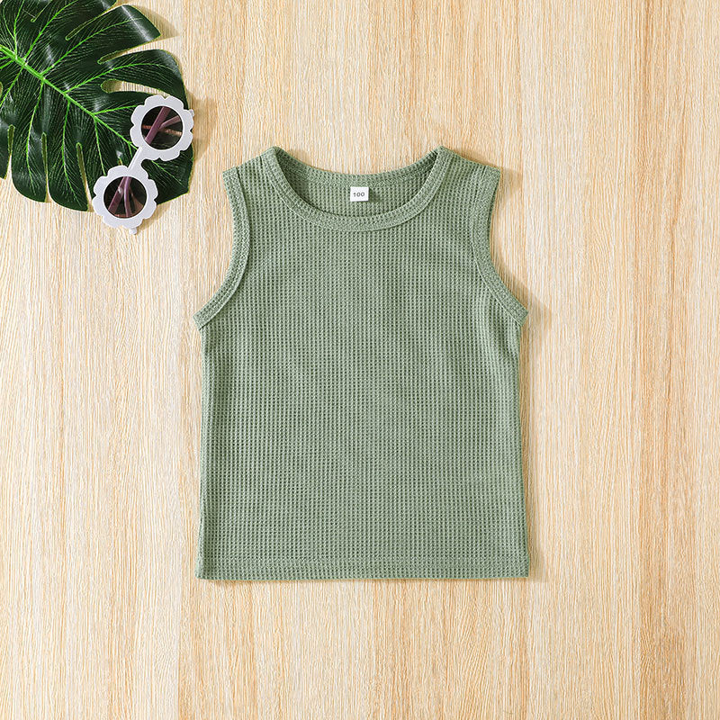 Toddler Boys Green Sleeveless Vest Top Shorts Summer Suit