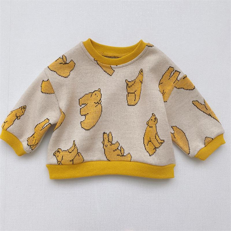 Baby Boys Korean Knitted Hoodie Long-sleeve Pullover Bottom Sweater Wholesale Clothing Baby