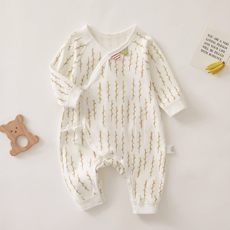 Newborn Clothes Spring And Autumn Rompers Long-Sleeved Slanted Lace Butterfly Clothes Romper Summer Baby Clothes Baby Clothes Wholesale