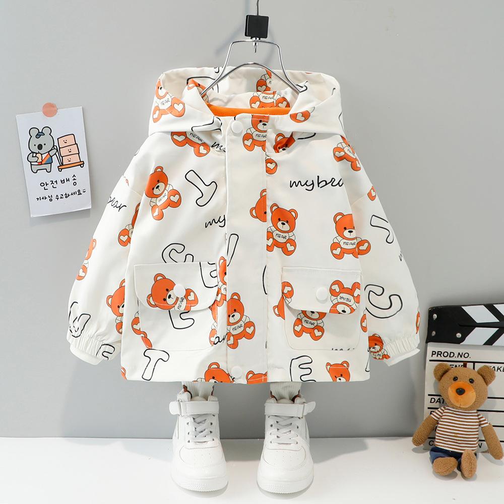 Baby Boys Autumn Long-sleeve Cartoon Bear Hooded Windbreaker Babywear Wholesale