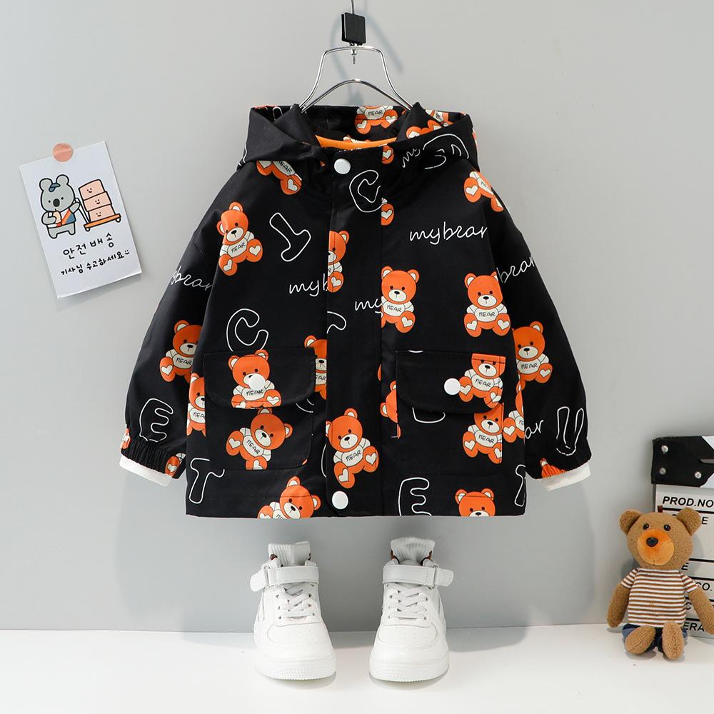 Baby Boys Autumn Long-sleeve Cartoon Bear Hooded Windbreaker Babywear Wholesale