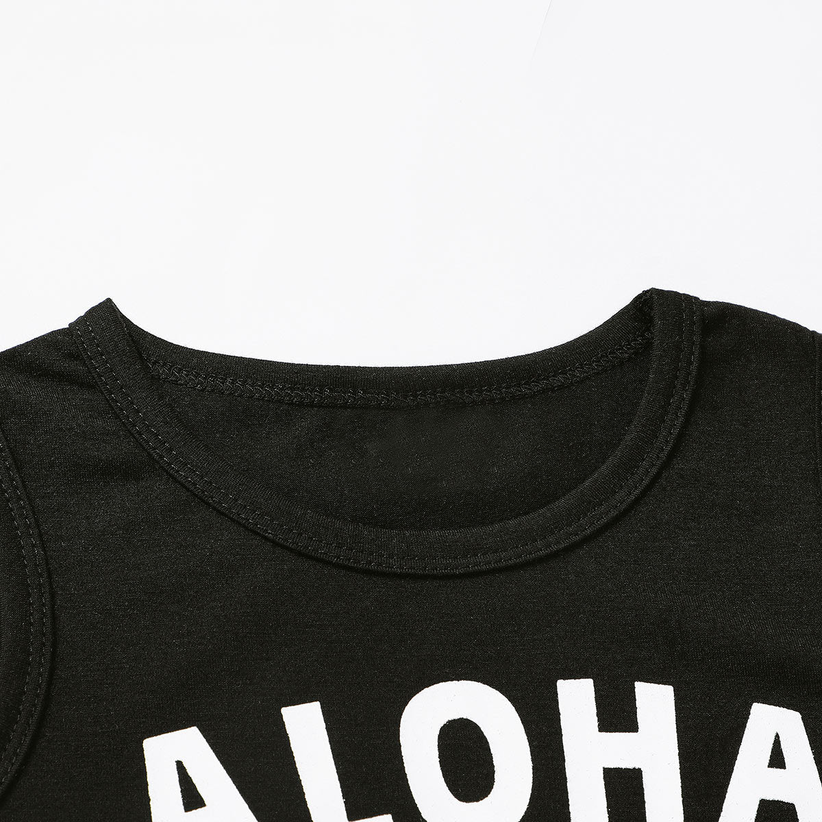 Boys Solid Sleeveless Lettered Print Tank Top