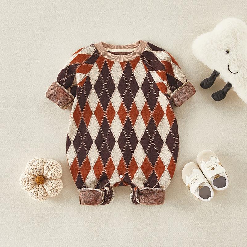 Newborn Boys Patchwork Plaid Romper Buy Baby Clothes Wholesale