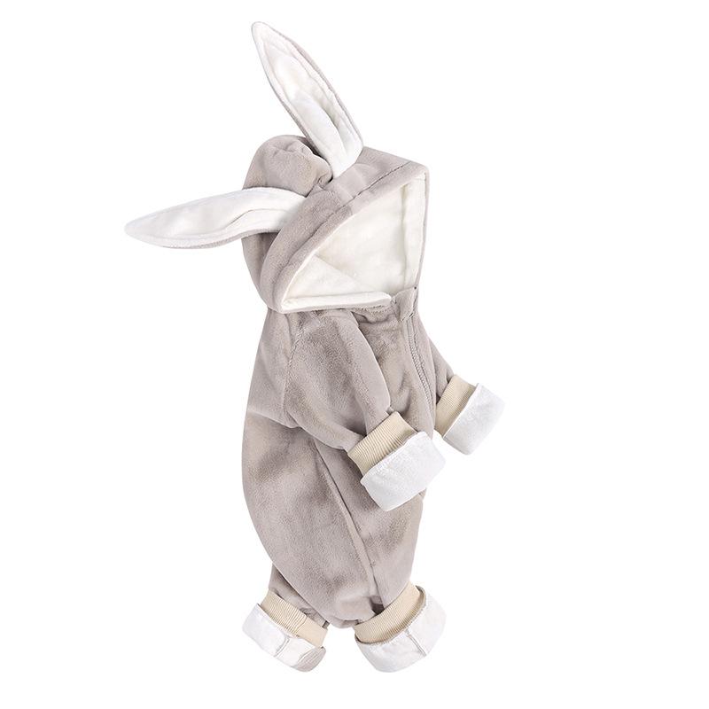 Newborn Baby Girl Winter Jumpsuit Thick and Fluffy  Rabbit Ears Romper Baby Ruffle Rompers Wholesale