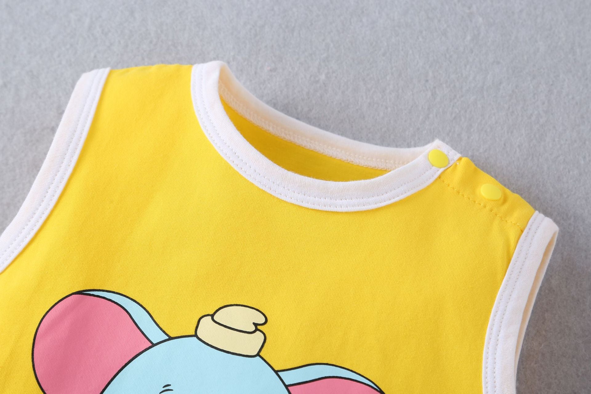 Baby Boys Girls Solid Color Cartoon Cartoon Printing Sleeveless Jumpsuit