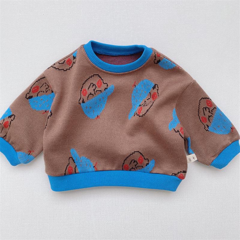 Baby Boys Korean Knitted Hoodie Long-sleeve Pullover Bottom Sweater Wholesale Clothing Baby