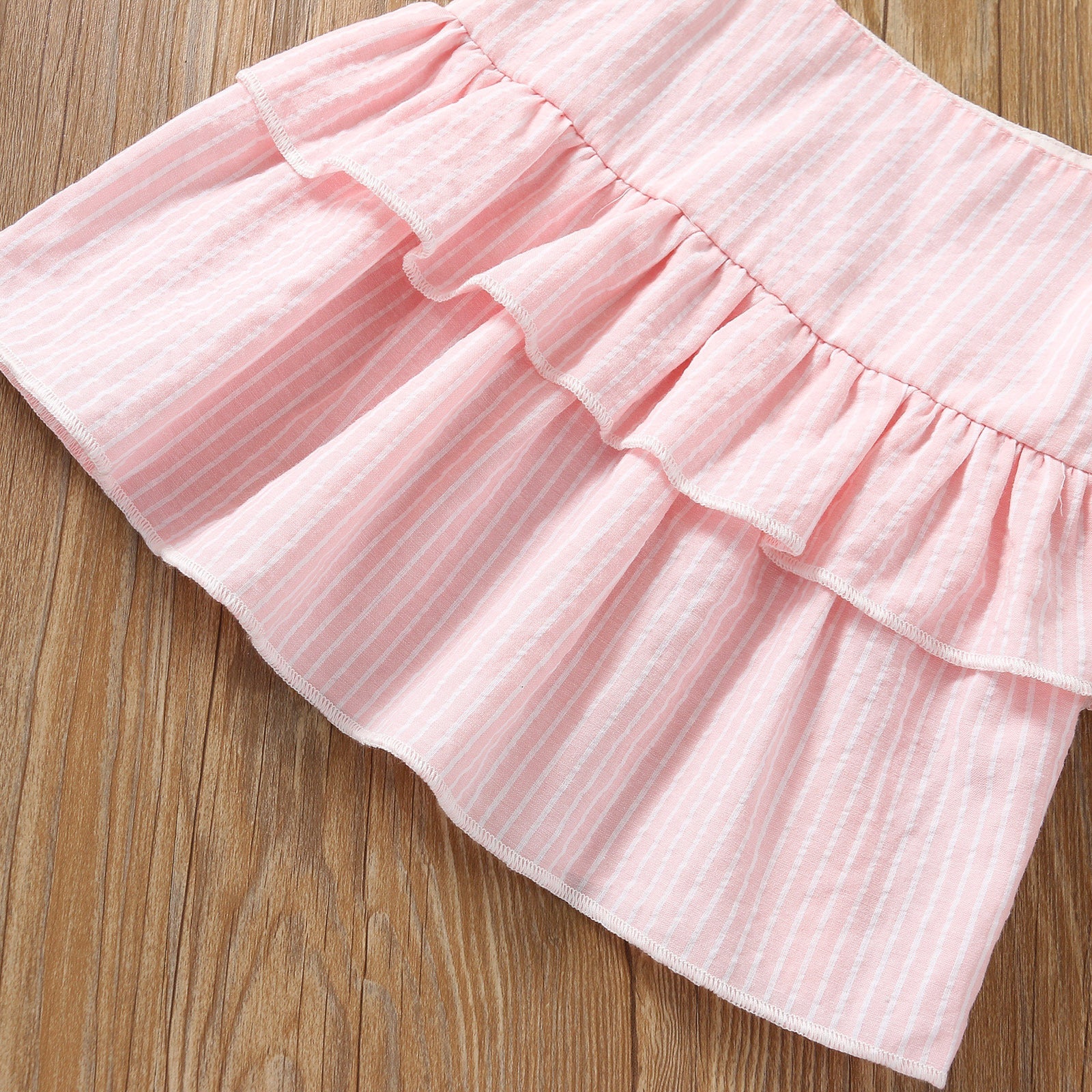 Toddler Kids Girls Solid Color Sleeveless Suspender Top Denim Horn Pants Set