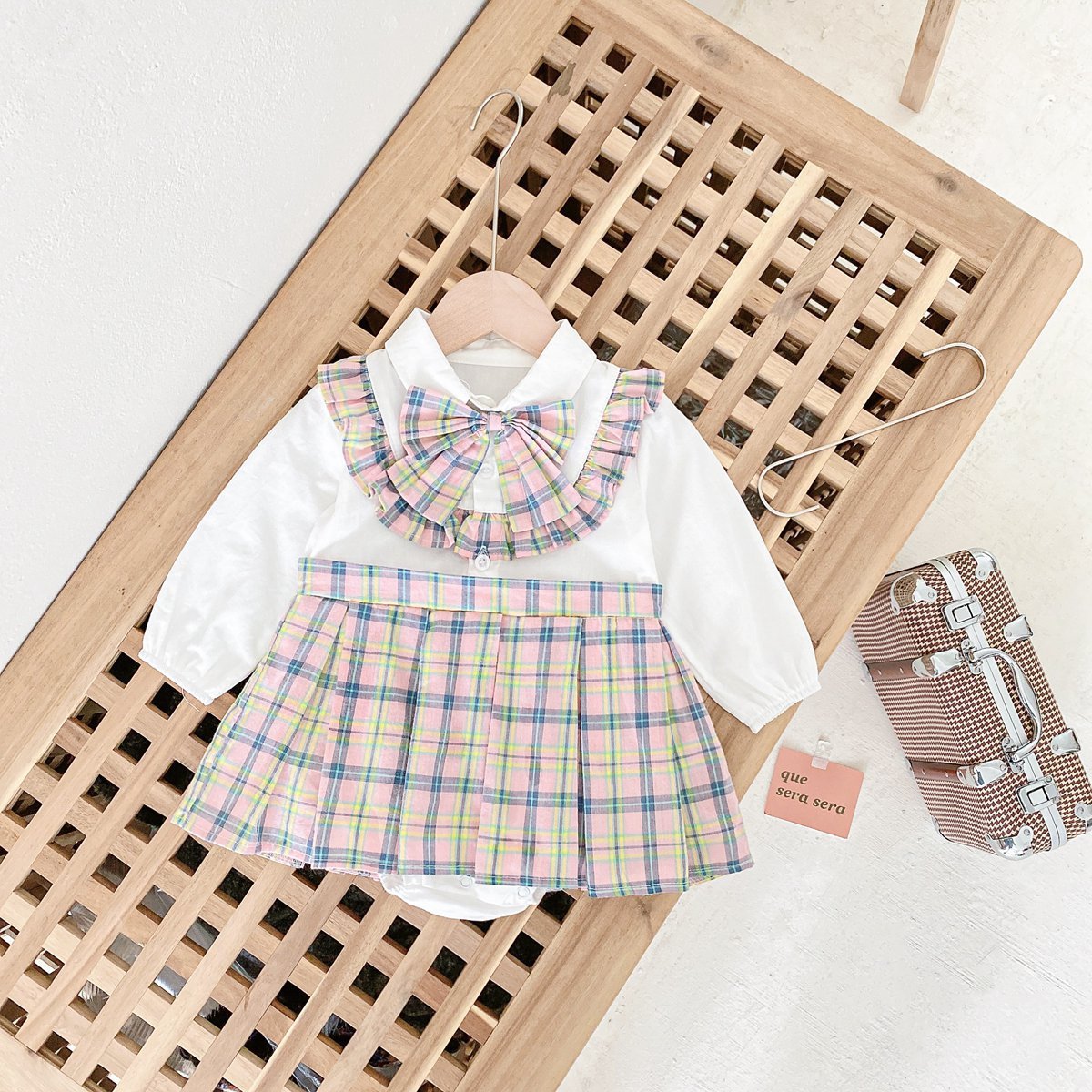 Girls Plaid Lolita Long-sleeve Jumpsuit Wholesale Baby Rompers