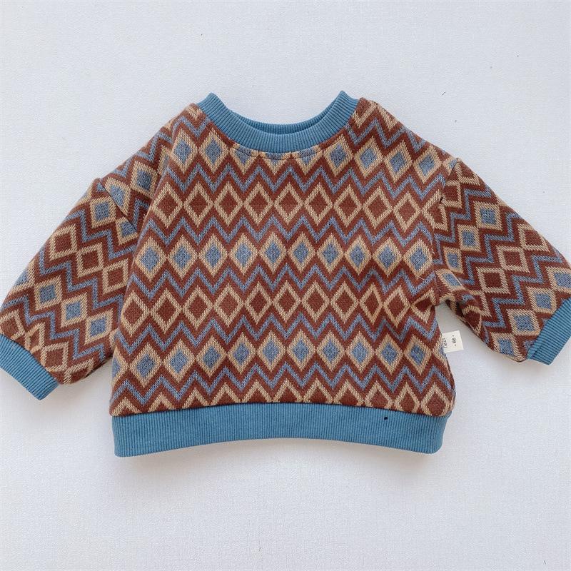 Baby Boys Korean Knitted Hoodie Long-sleeve Pullover Bottom Sweater Wholesale Clothing Baby