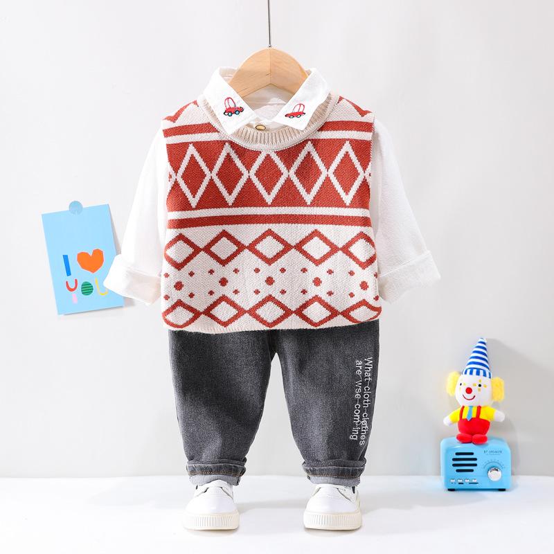 Boys Autumn/spring Knitted Vest Long Sleeve Suit Baby Wholesales