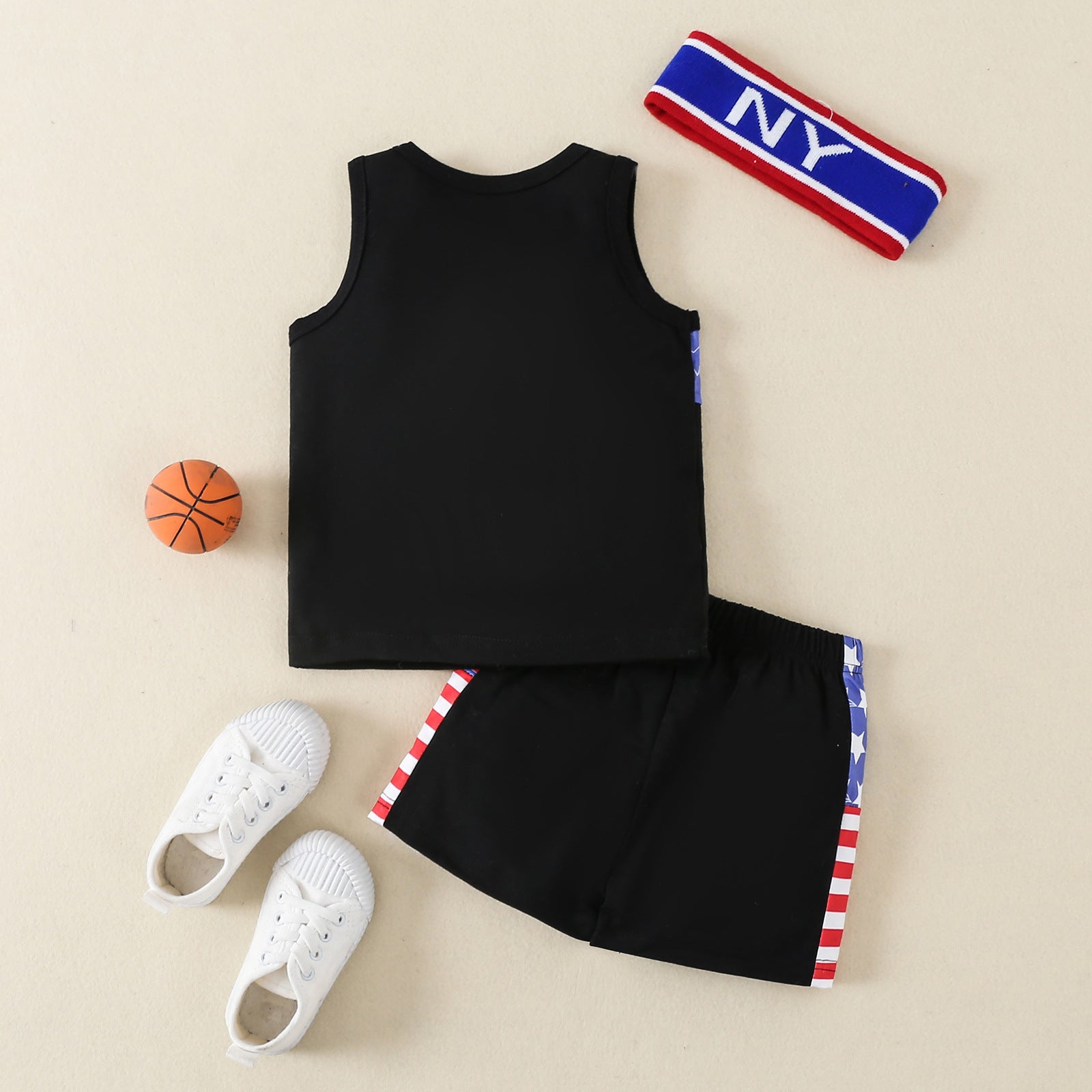 2022 Wholesale Children's Clothing Summer New Independence Day Flag Printed Undershirt Shorts Suit