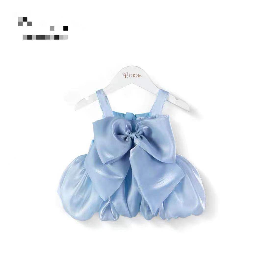 Infant Female Baby Summer New Korean Version of A Hundred Wearable External Sling Undershirt Fashion Bow Jumpsuit