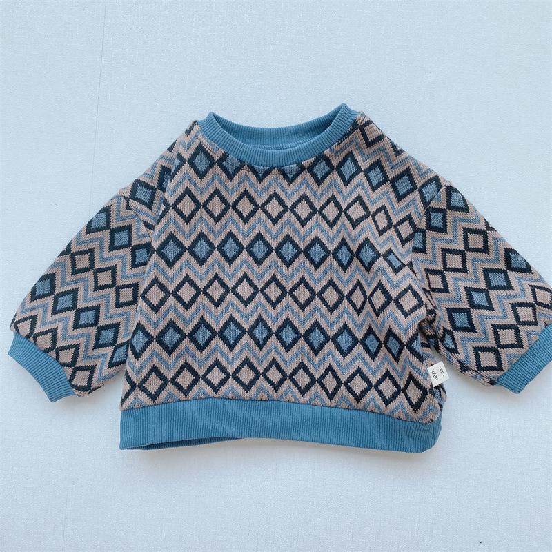 Baby Boys Korean Knitted Hoodie Long-sleeve Pullover Bottom Sweater Wholesale Clothing Baby