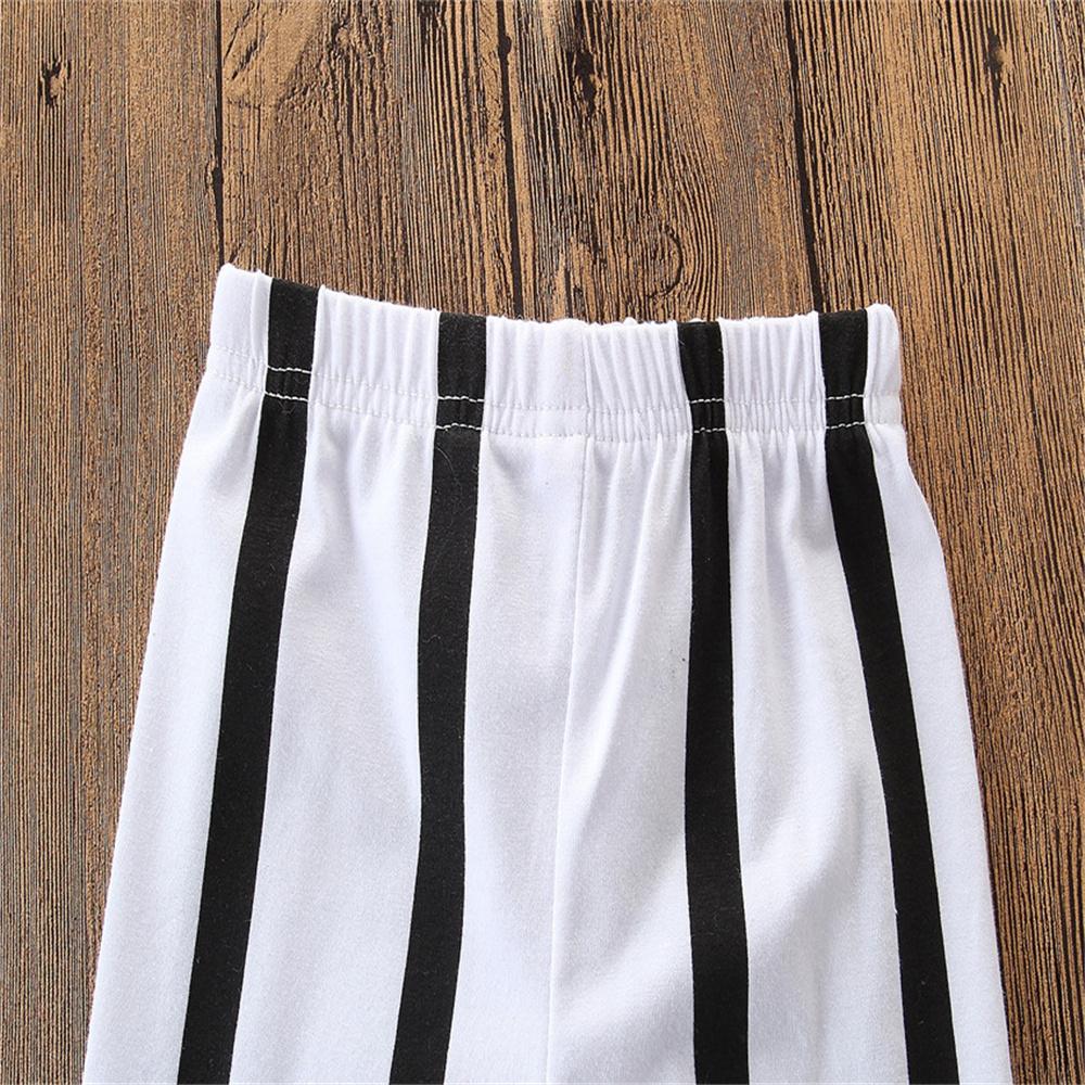 Girls Off-shoulder Solid Color Top & Striped Pants Toddler Girl Wholesale Clothing