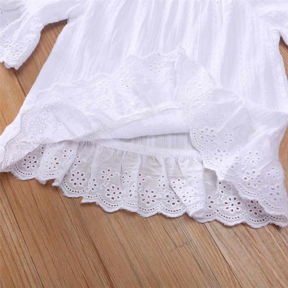 Girls Off Shoulder Solid Short Sleeve Top & Pearl Ripped Jeans Wholesale Childrens Clothing