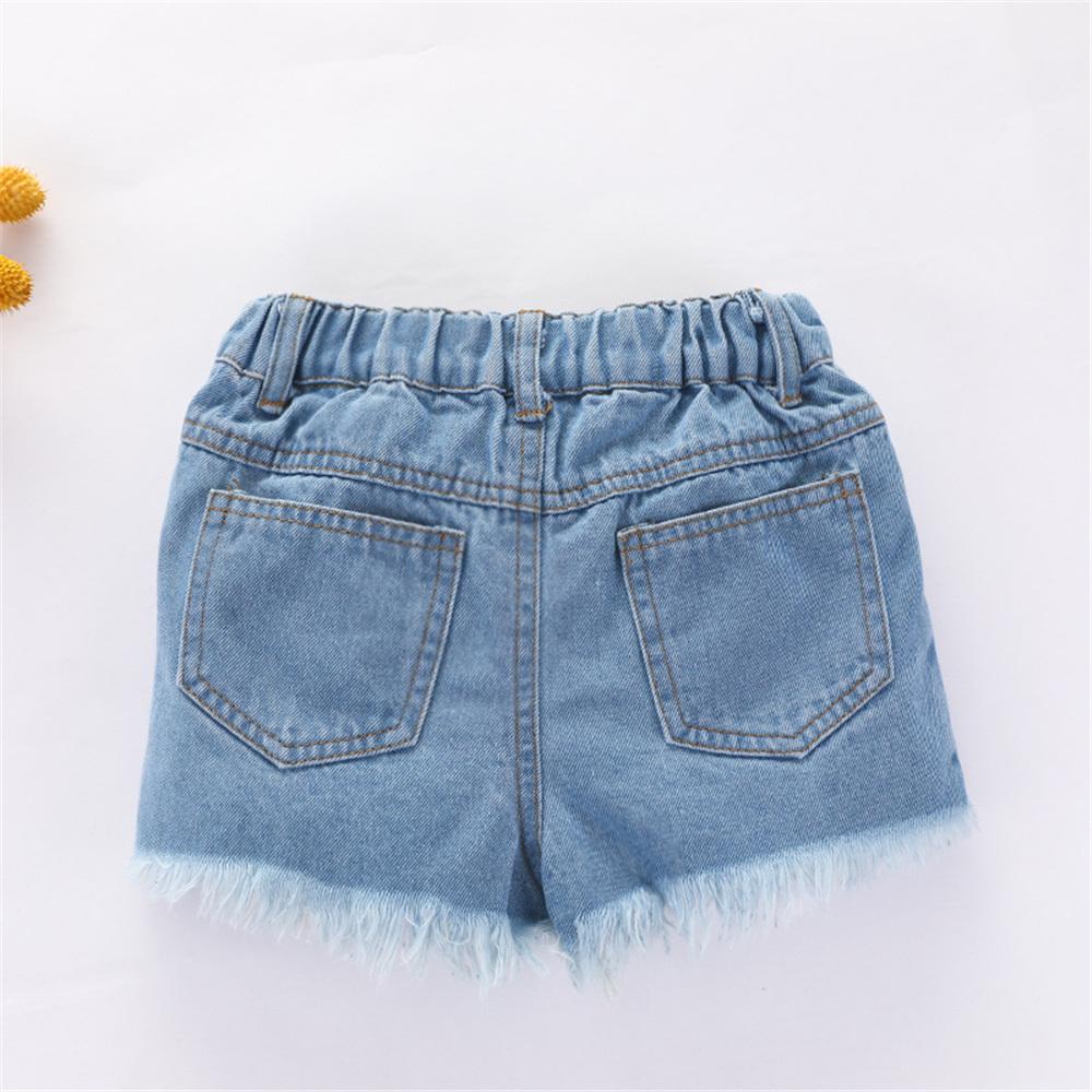 Girls Off Shoulder Sunflower Printed Top & Denim Shorts wholesale little girl clothing