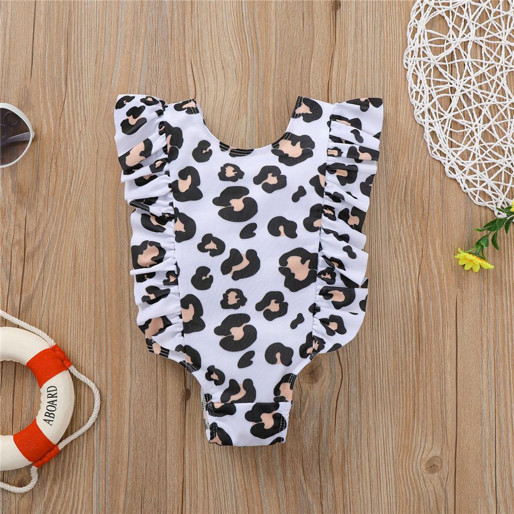 Girls One Piece Sleeveless Leopard Swimwear Toddler One Piece Swimsuit