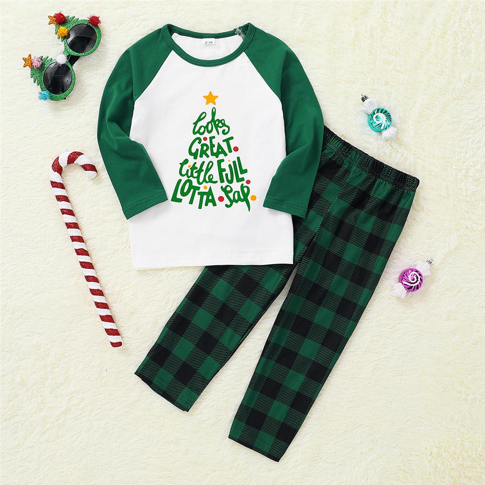 Parent-Child Letter Printed Long Sleeve Top & Plaid Pants Mommy And Me Wholesale Clothing