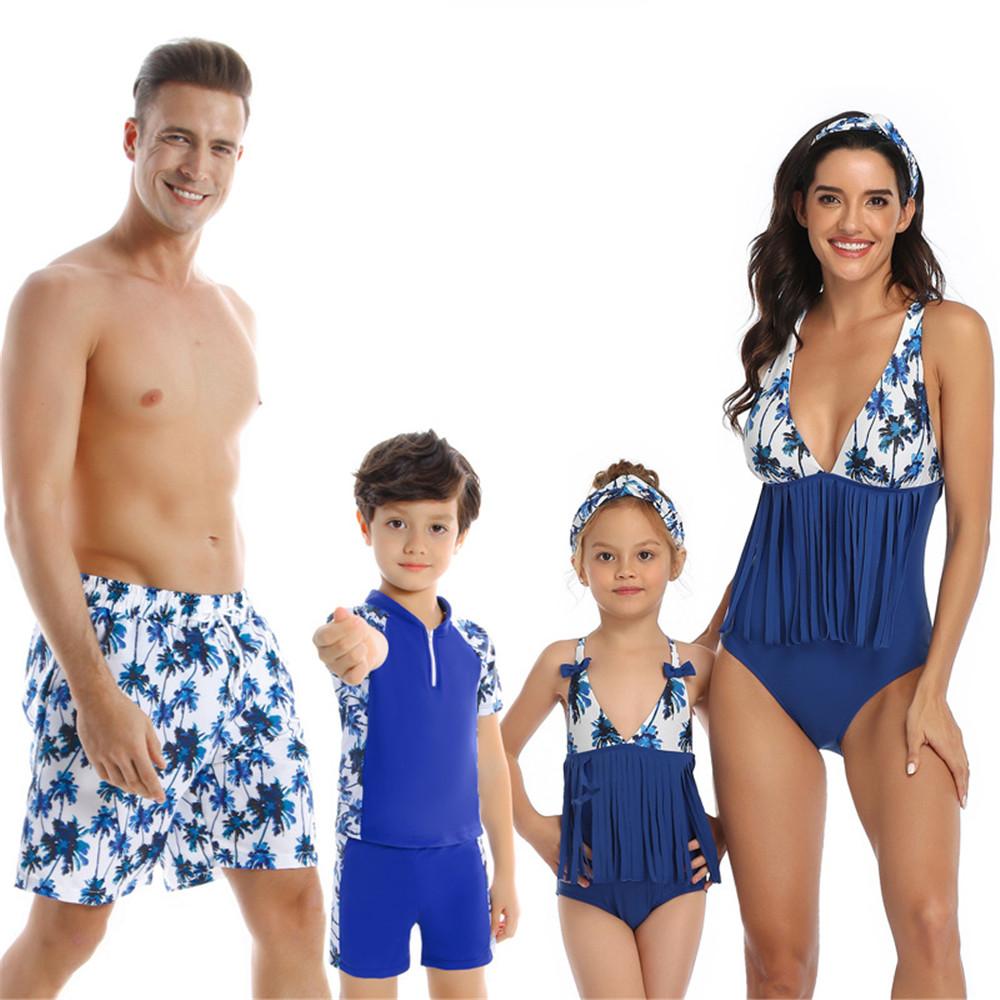 Parent-Child Pattern Printed Swimwear Beach Shorts Wholesale Plus Size Swimsuits