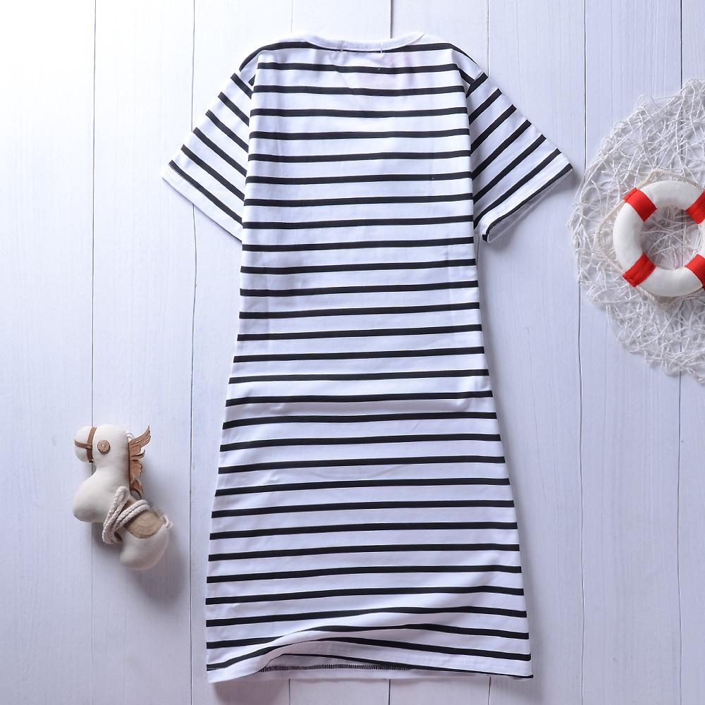 Parent-Child Striped Short Sleeve Casual Dresses mommy and me wholesale