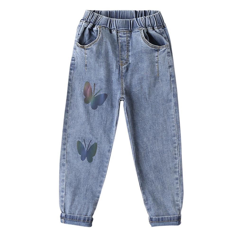 Girls Pattern Butterfly Printed Pocket Jeans children's wholesale vendors