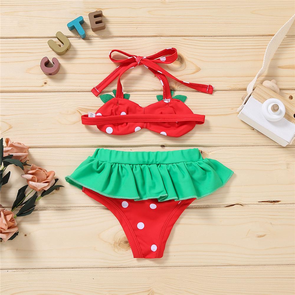 Baby Girls Pattern Fruit Lovely Tie Up Top & Shorts Swimming Suit Wholesale Baby Clothes