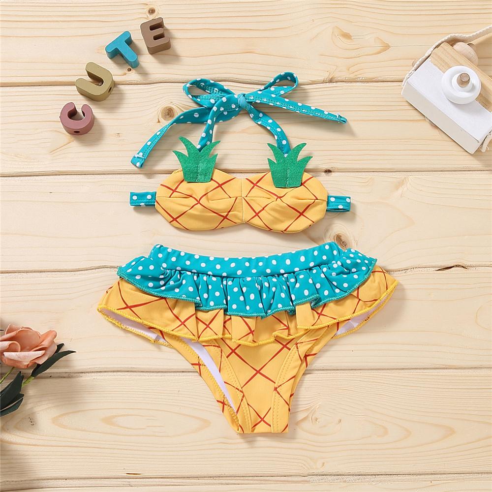 Baby Girls Pattern Fruit Lovely Tie Up Top & Shorts Swimming Suit Wholesale Baby Clothes